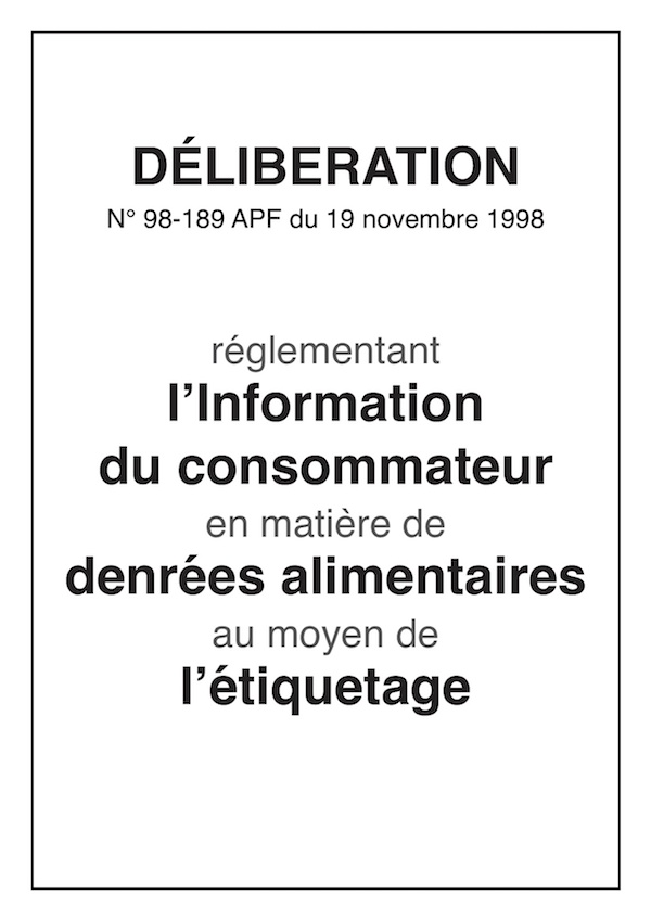 DÉLIBERATION<br>ÉTIQUETAGE