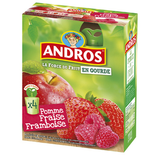 GOURDE POMME FRAISE FRAMBOISE x4