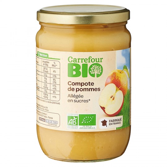 Compote bio pommes s/sucres ajoutés CARREFOUR BIO