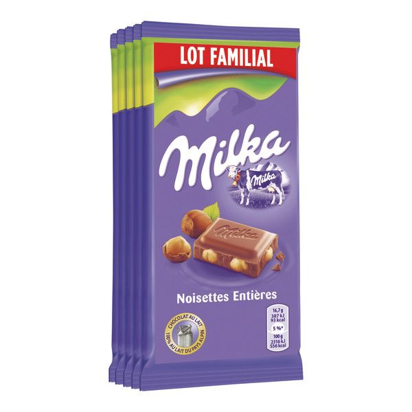 Tablette de chocolat au lait et aux noisettes entières - U - 200 g