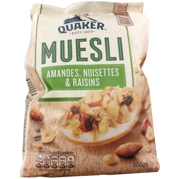 QUAKER Muesli Amandes, Noisettes et Raisins - Sans sucre ajouté